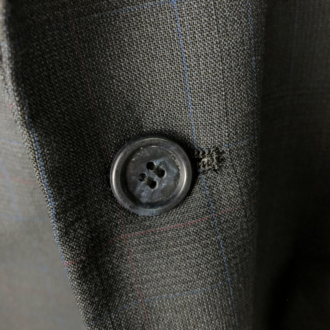 Palm Beach Check Pattern Blazer, Tailored Jacket, Made in USA, Men's Size Medium unclear Charcoal Vintage Second Hand