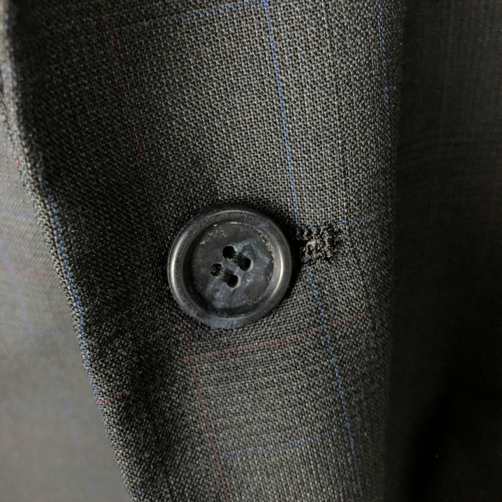 Palm Beach Check Pattern Blazer, Tailored Jacket, Made in USA, Men's Size Medium unclear Charcoal Vintage Second Hand