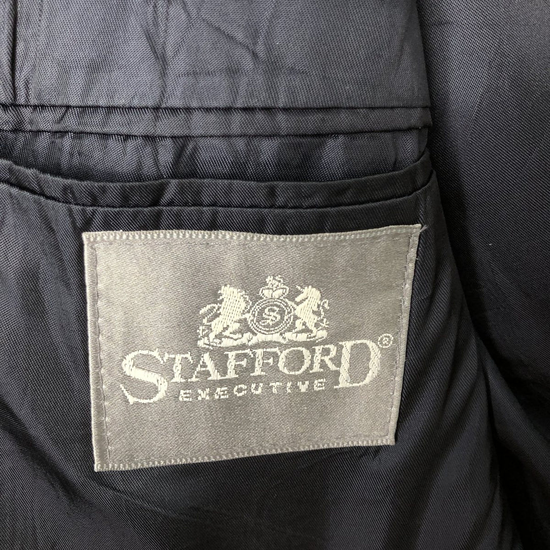 Stafford Executive Navy Blazer, Tailored Jacket, Made in USA, Men's Size Medium wool navy blue type Vintage Second Hand