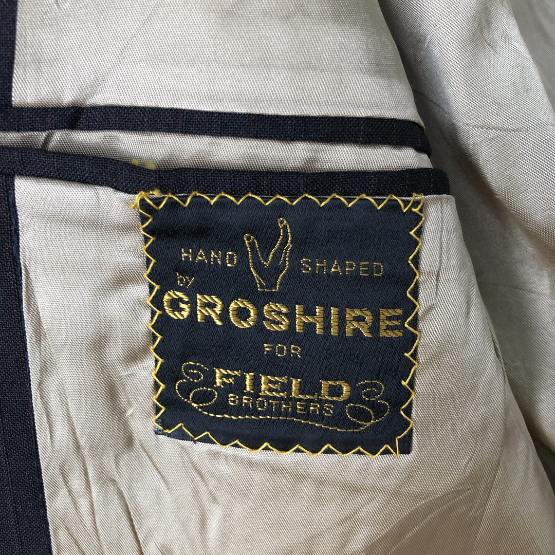FIELD BROTHERS GROSHIRE Stripe Pattern Blazer, Tailored Jacket, Men's Size Medium unclear brown type Vintage Second Hand