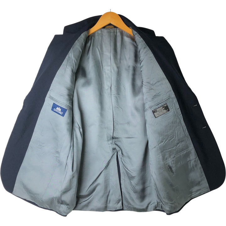 Stafford Navy Blazer, Tailored Jacket, Men's Size L Dacron Polyester navy blue type Vintage Second Hand