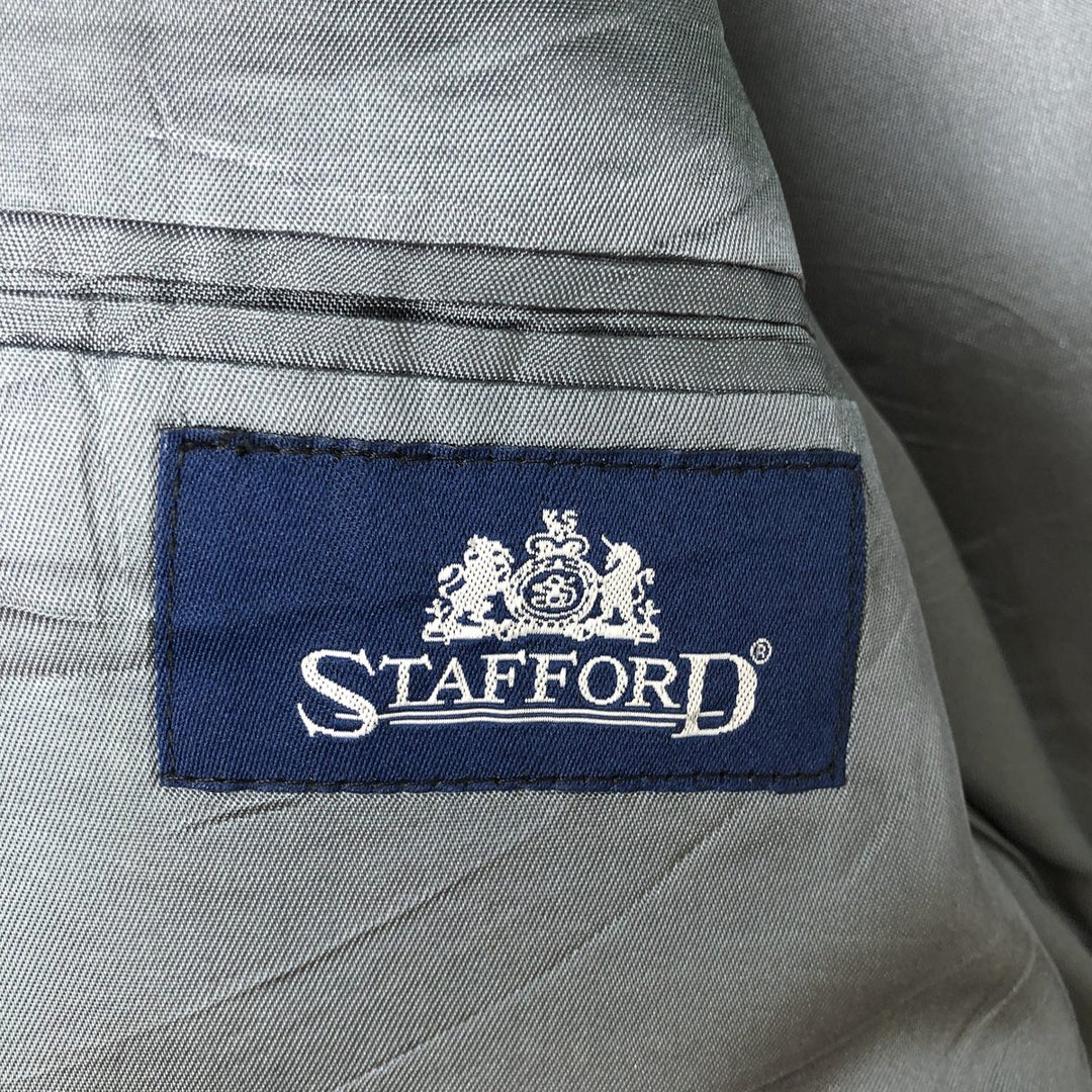 Stafford Navy Blazer, Tailored Jacket, Men's Size L Dacron Polyester navy blue type Vintage Second Hand