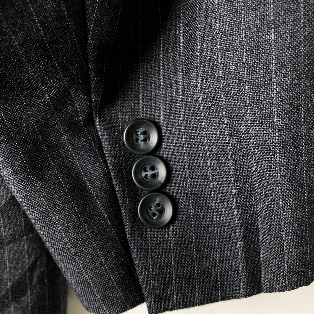 Palm Beach Stripe Pattern Blazer, Tailored Jacket, Made in USA, Men's Size L unclear gray type Vintage Second Hand