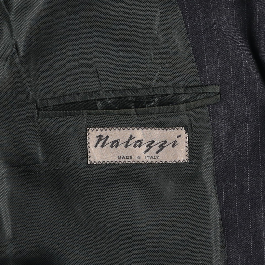 Natazzi Striped Wool Tailored Jacket, Made in Italy, Men's Size M wool Charcoal Vintage Second Hand