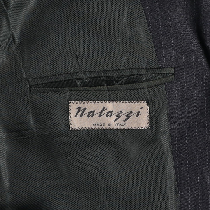 Natazzi Striped Wool Tailored Jacket, Made in Italy, Men's Size M wool Charcoal Vintage Second Hand