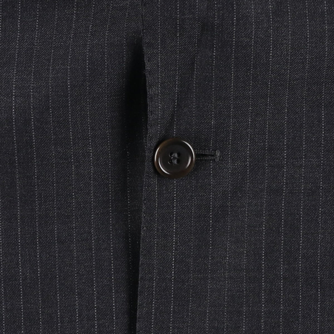 Natazzi Striped Wool Tailored Jacket, Made in Italy, Men's Size M wool Charcoal Vintage Second Hand