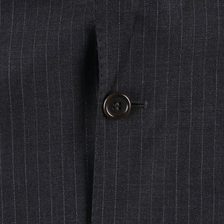 Natazzi Striped Wool Tailored Jacket, Made in Italy, Men's Size M wool Charcoal Vintage Second Hand