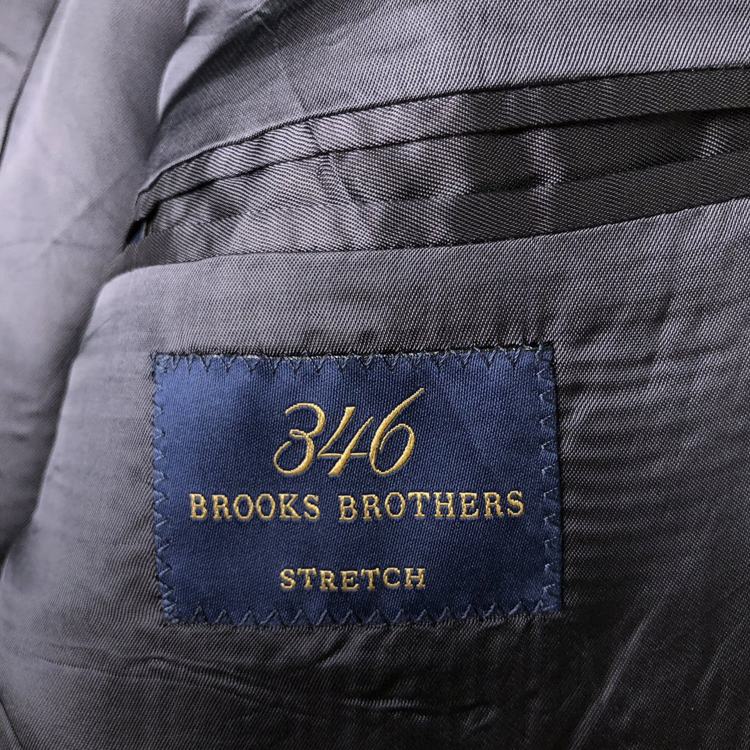 Brooks Brothers 346 Check Pattern Wool Tailored Jacket, Men's Size Medium wool Charcoal Vintage Second Hand