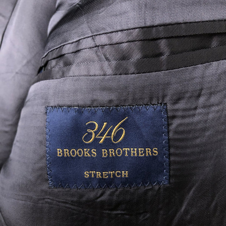 Brooks Brothers 346 Check Pattern Wool Tailored Jacket, Men's Size Medium wool Charcoal Vintage Second Hand