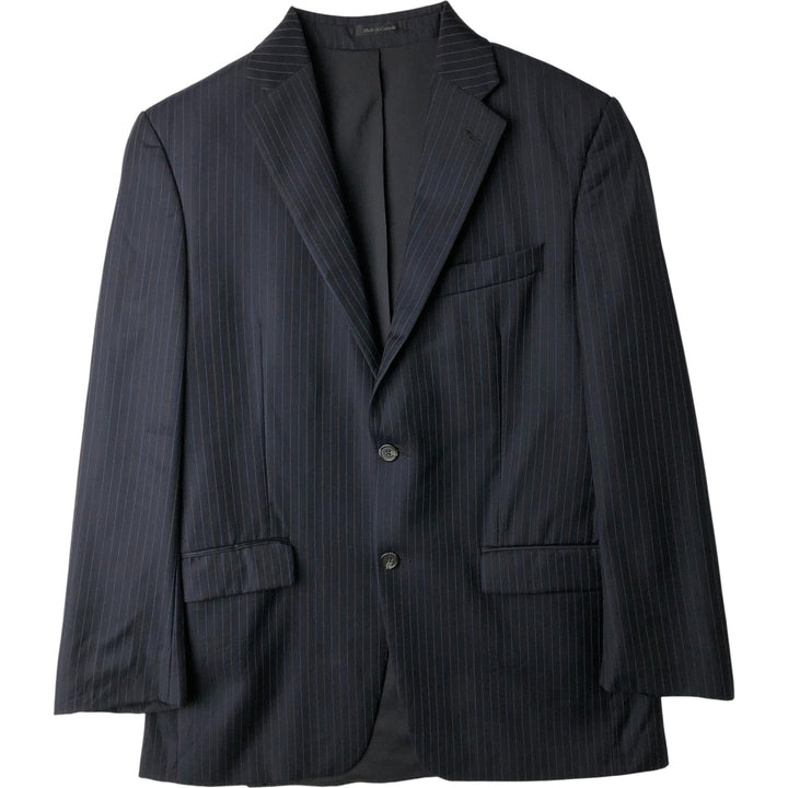 Ralph Lauren Lauren Striped Wool Tailored Jacket, Made in Canada, Men's Size M wool navy blue type Vintage Second Hand