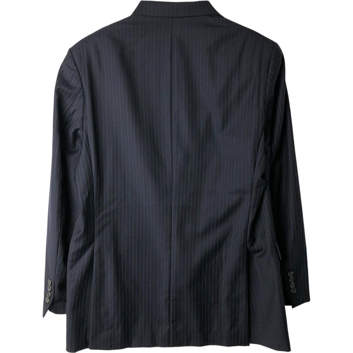 Ralph Lauren Lauren Striped Wool Tailored Jacket, Made in Canada, Men's Size M wool navy blue type Vintage Second Hand