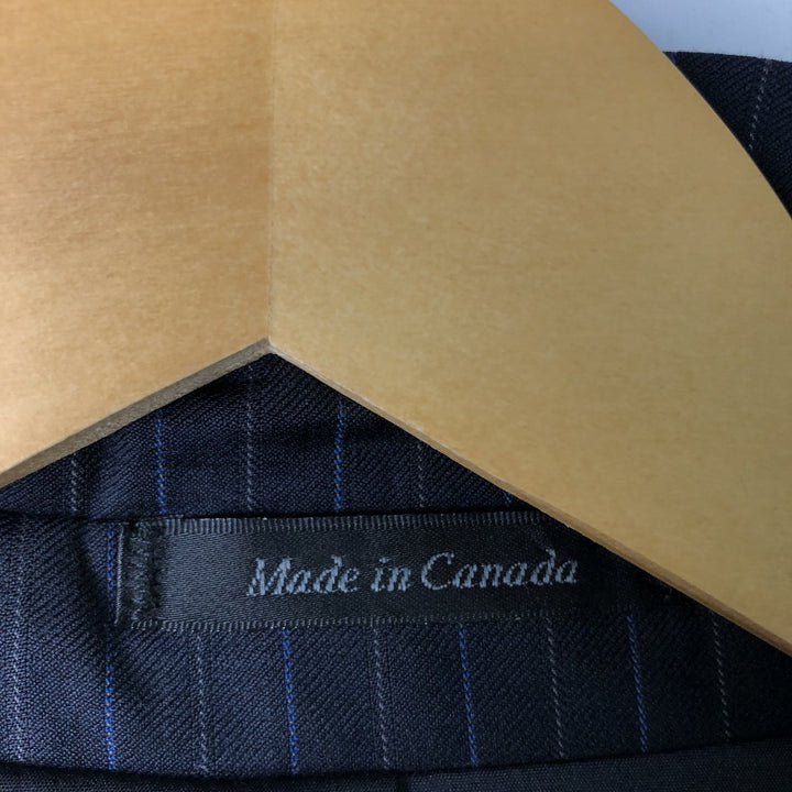 Ralph Lauren Lauren Striped Wool Tailored Jacket, Made in Canada, Men's Size M wool navy blue type Vintage Second Hand