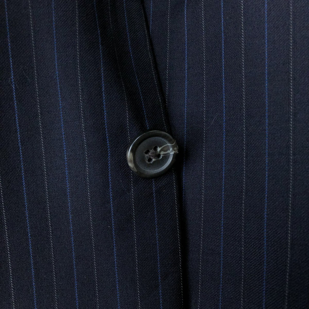 Ralph Lauren Lauren Striped Wool Tailored Jacket, Made in Canada, Men's Size M wool navy blue type Vintage Second Hand