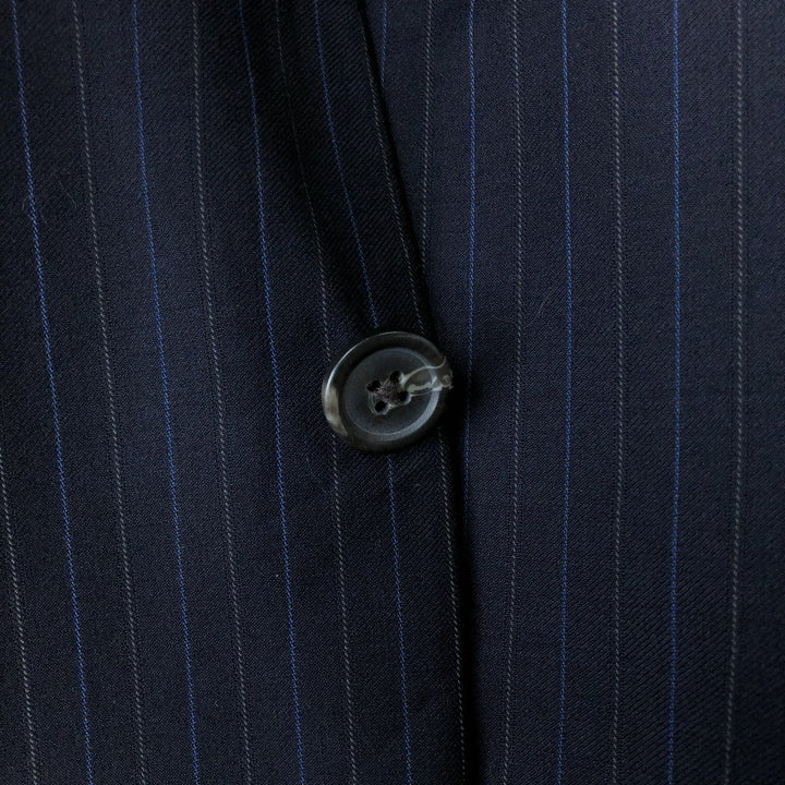 Ralph Lauren Lauren Striped Wool Tailored Jacket, Made in Canada, Men's Size M wool navy blue type Vintage Second Hand