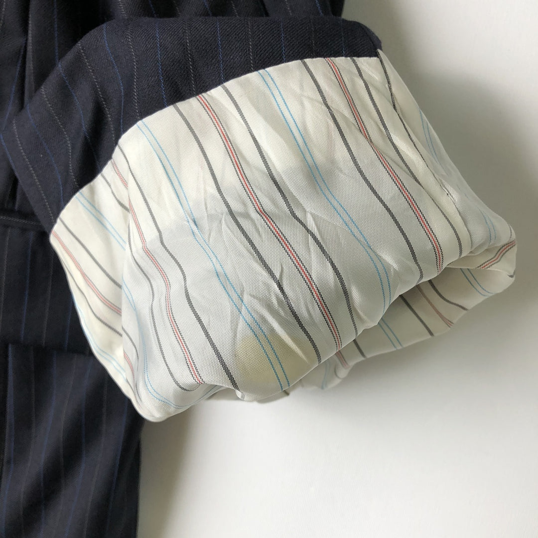 Ralph Lauren Lauren Striped Wool Tailored Jacket, Made in Canada, Men's Size M wool navy blue type Vintage Second Hand