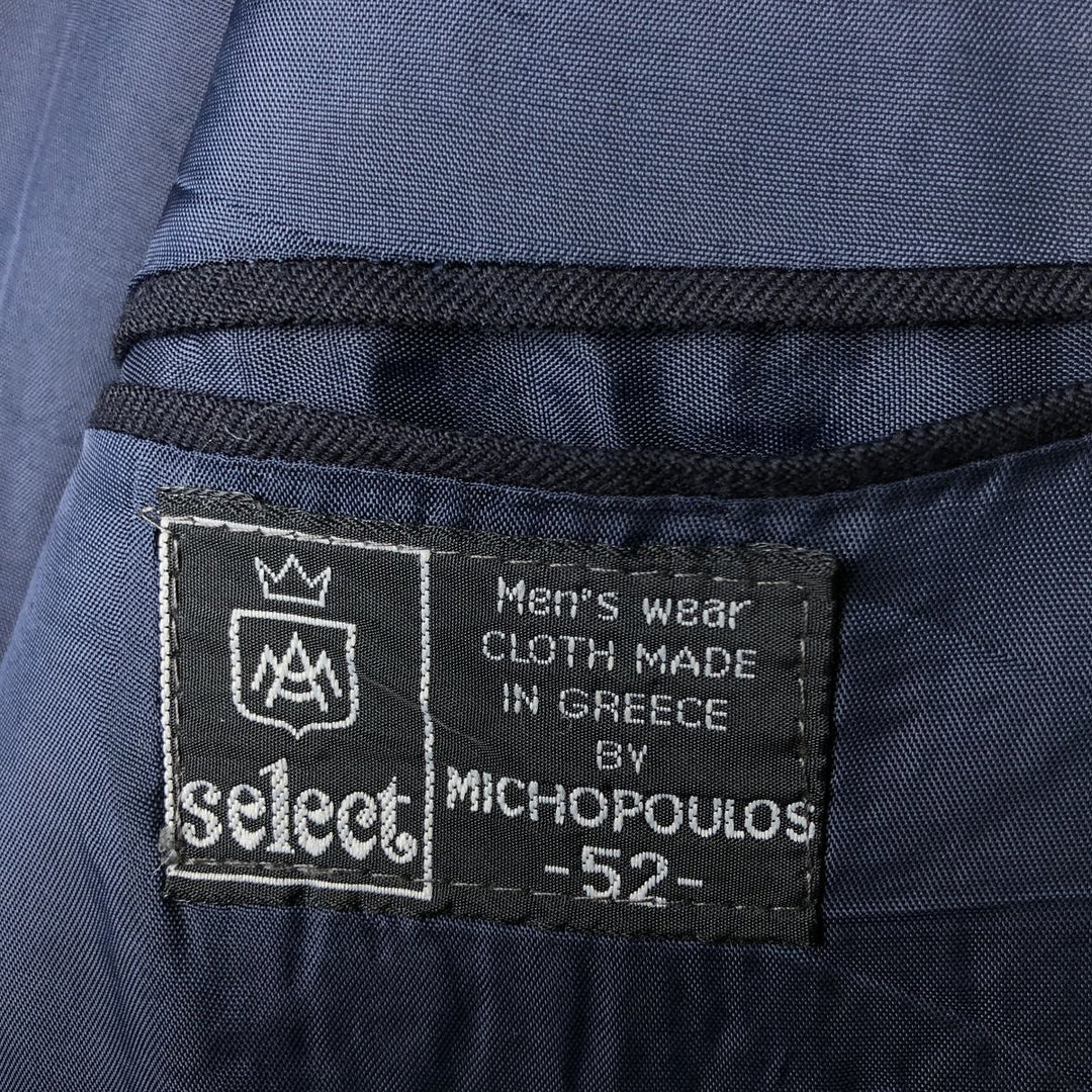 MICHOPOULOS SELECT Double-Breasted Blazer, Tailored Jacket, Men's Size Small unclear navy blue type Vintage Second Hand