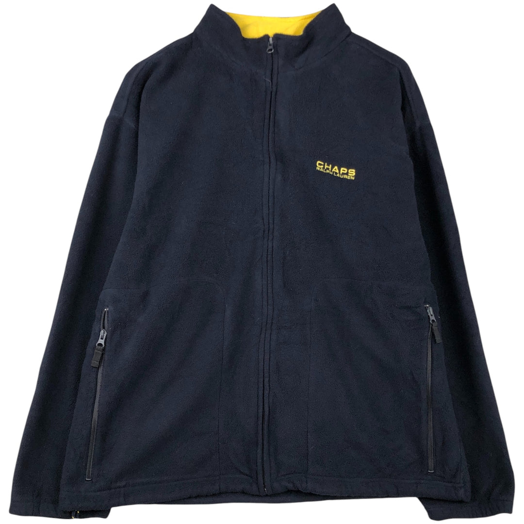 Ralph Lauren CHAPS fleece jacket, men's size XL polyester navy blue type Vintage Second Hand