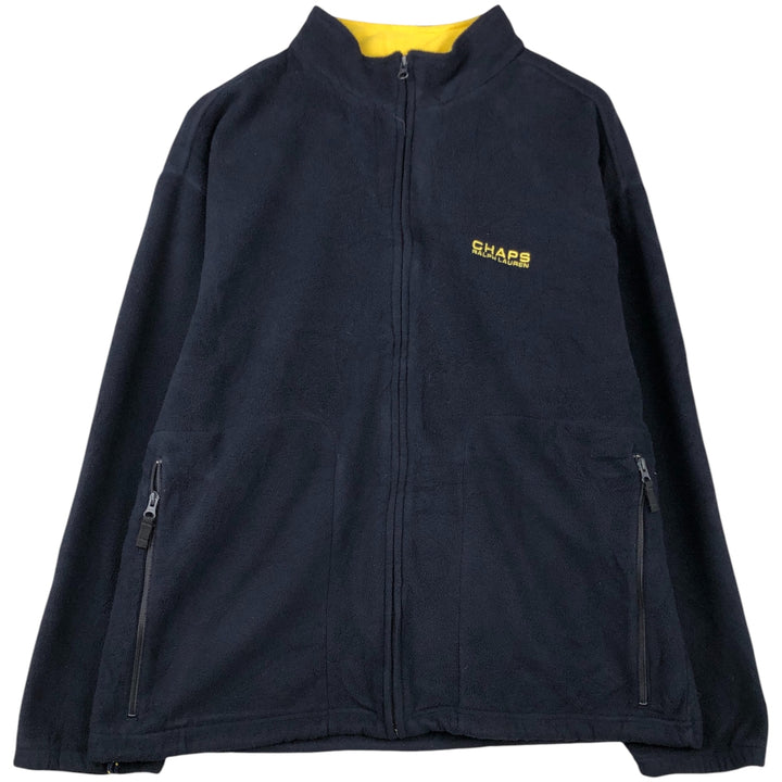 Ralph Lauren CHAPS fleece jacket, men's size XL polyester navy blue type Vintage Second Hand