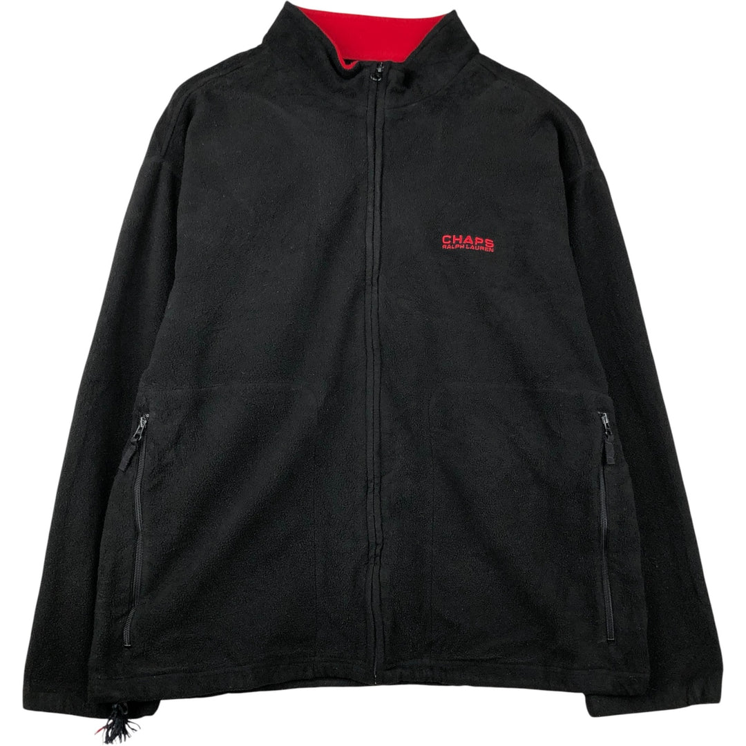 Ralph Lauren CHAPS fleece jacket, men's size XL polyester black type Vintage Second Hand