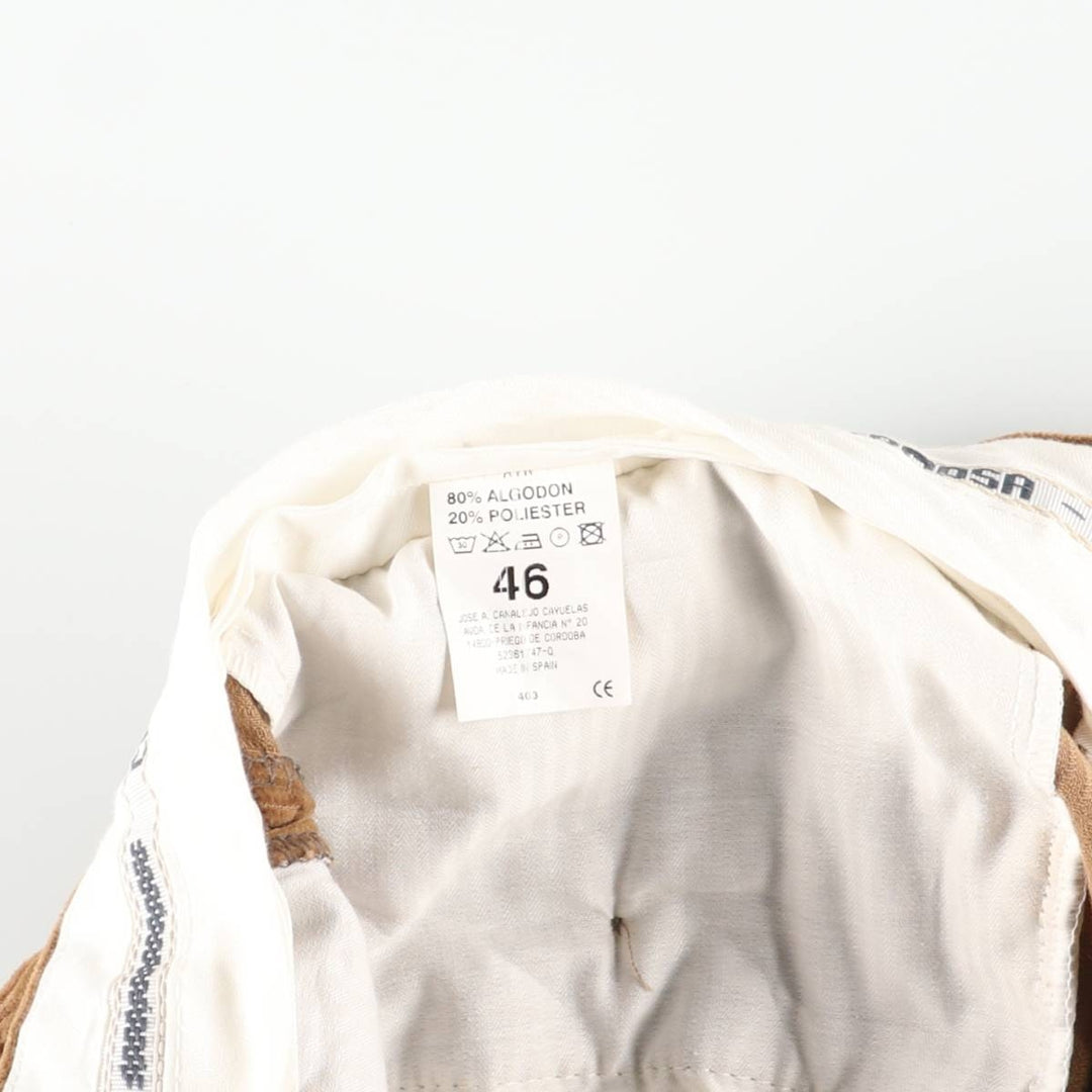 COMOSA One-Pleat Corduroy Pants, Men's Size W34 (approx.) cotton beige type brown Vintage Second Hand