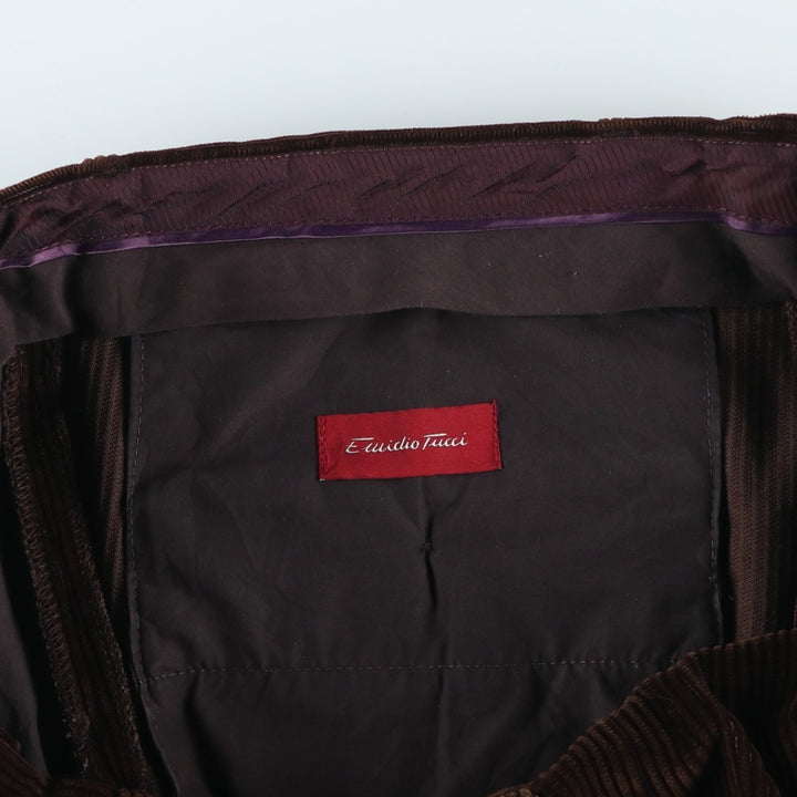 Emidio Tucci One-Tuck Corduroy Pants, Men's, Size W37 cotton brown type Vintage Second Hand