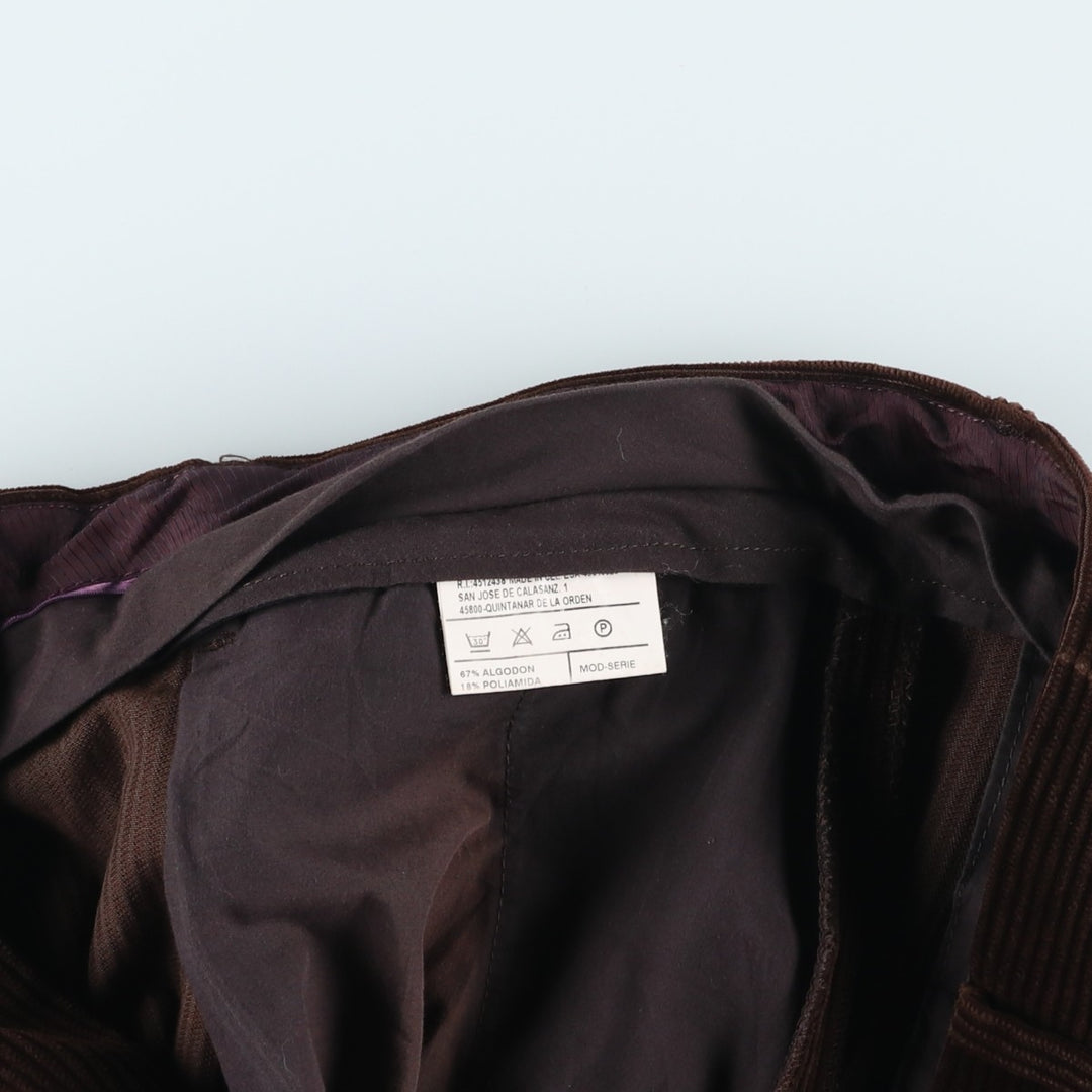 Emidio Tucci One-Tuck Corduroy Pants, Men's, Size W37 cotton brown type Vintage Second Hand