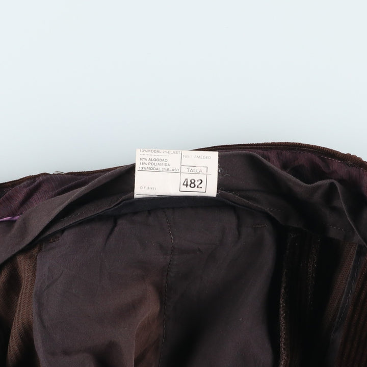 Emidio Tucci One-Tuck Corduroy Pants, Men's, Size W37 cotton brown type Vintage Second Hand