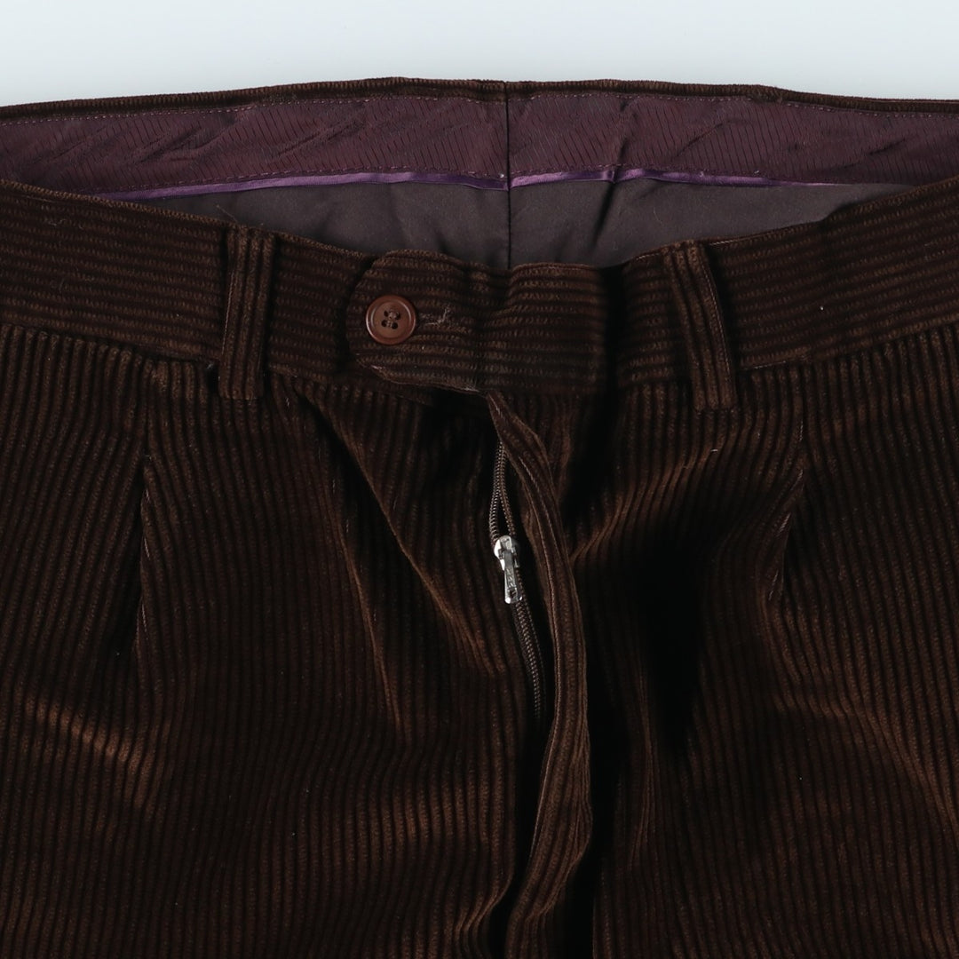 Emidio Tucci One-Tuck Corduroy Pants, Men's, Size W37 cotton brown type Vintage Second Hand
