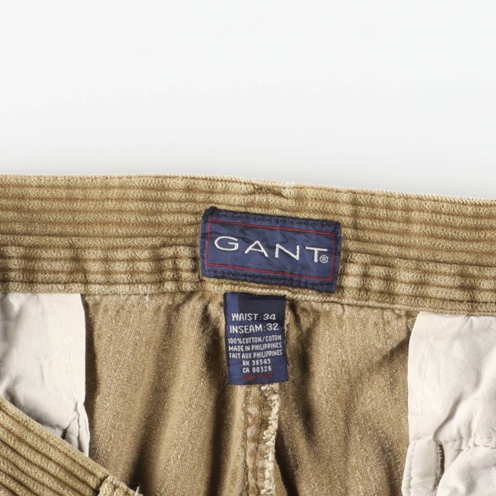 GANT Two-pleat Wide Rib Corduroy Pants, Men's, Size W33 cotton Beige type Vintage Second Hand