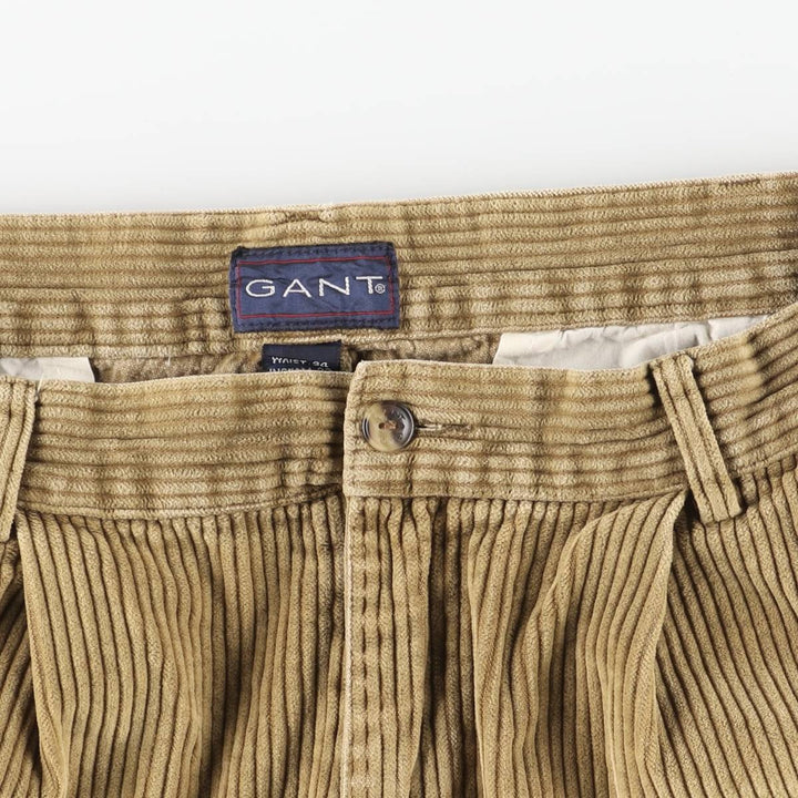GANT Two-pleat Wide Rib Corduroy Pants, Men's, Size W33 cotton Beige type Vintage Second Hand