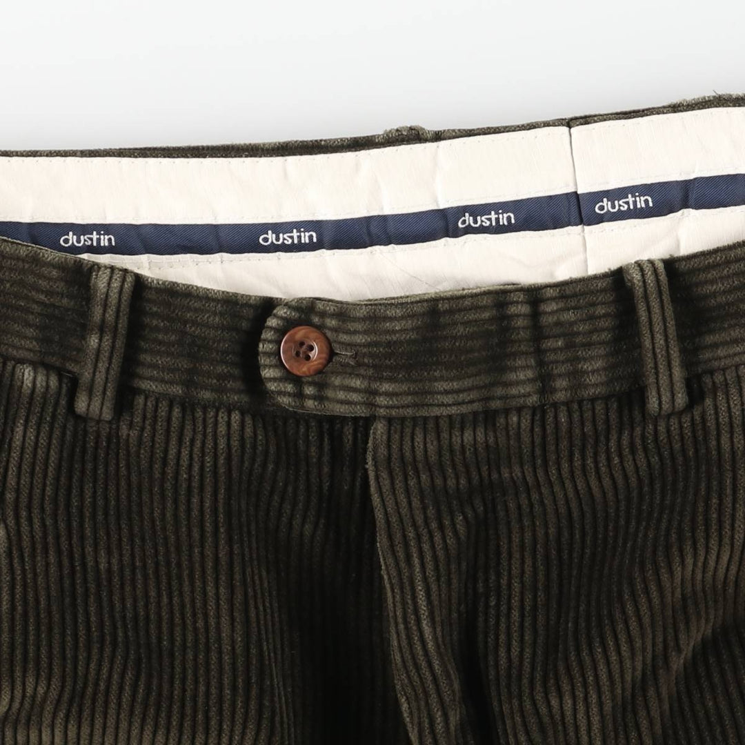 Dustin Two-pleat Corduroy Pants, Men's, Size W37 cotton Green type dark green Vintage Second Hand