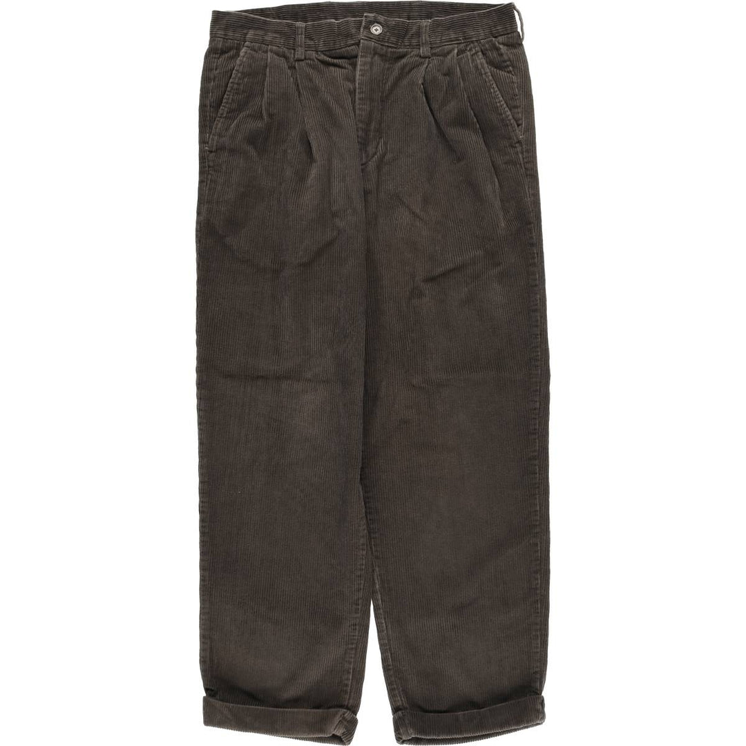 CLUB ROOM Two-pleat Corduroy Pants for Men, Size W34 cotton dark chocolate Vintage Second Hand