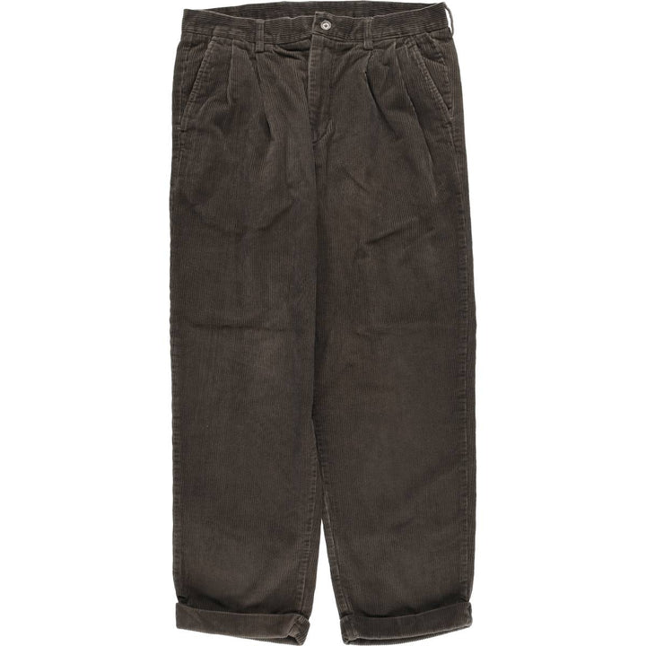 CLUB ROOM Two-pleat Corduroy Pants for Men, Size W34 cotton dark chocolate Vintage Second Hand