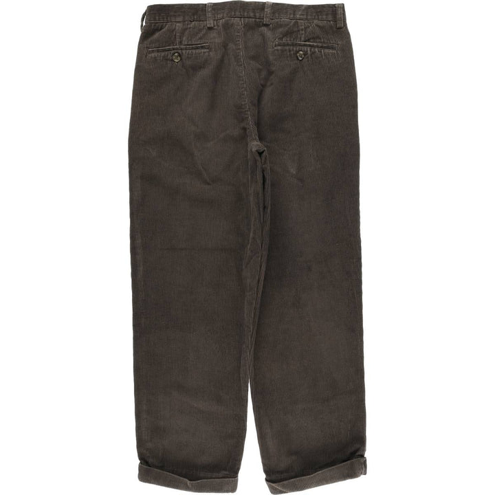 CLUB ROOM Two-pleat Corduroy Pants for Men, Size W34 cotton dark chocolate Vintage Second Hand