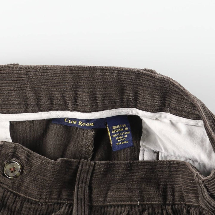 CLUB ROOM Two-pleat Corduroy Pants for Men, Size W34 cotton dark chocolate Vintage Second Hand