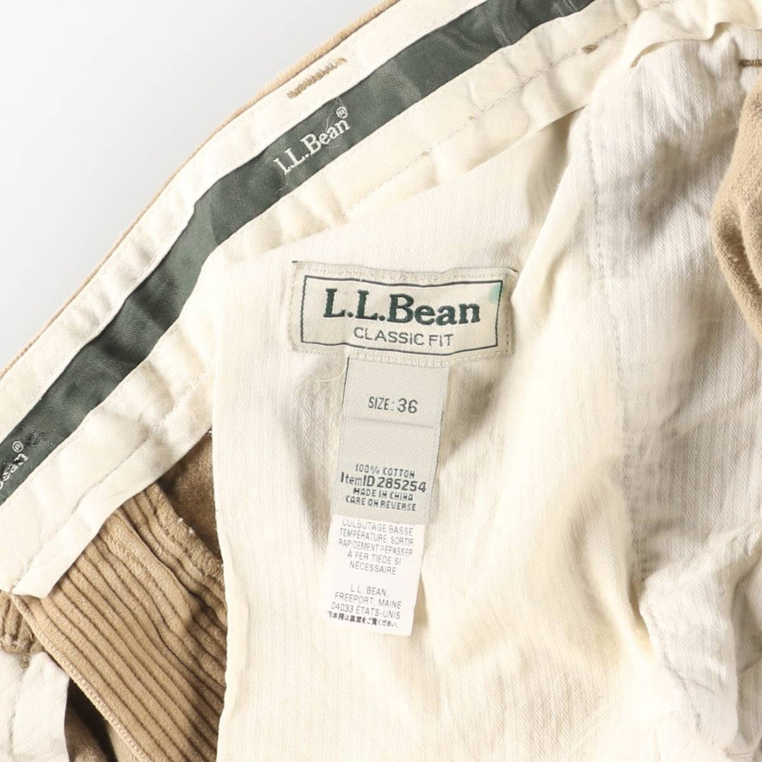 90s-00'S Vintage LLBean Classic Fit Corduroy Pants, Men's, Size W37 cotton Beige type Vintage Second Hand