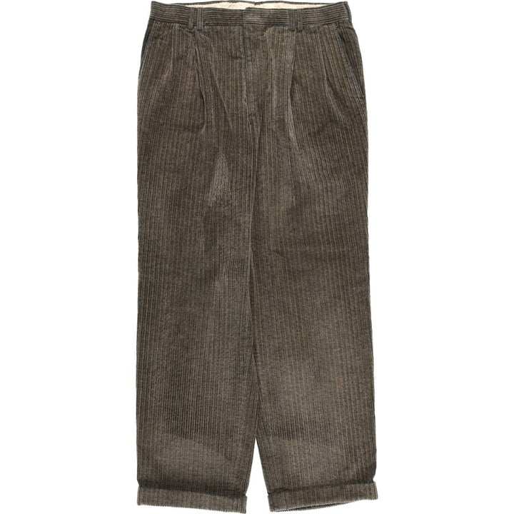 CORBIN Threads FRTripler Wide-Ribbed Two-Pleated Corduroy Pants, Made in the USA, Men's Size 34 unclear Charcoal Vintage Second Hand