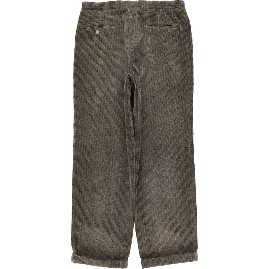 CORBIN Threads FRTripler Wide-Ribbed Two-Pleated Corduroy Pants, Made in the USA, Men's Size 34 unclear Charcoal Vintage Second Hand