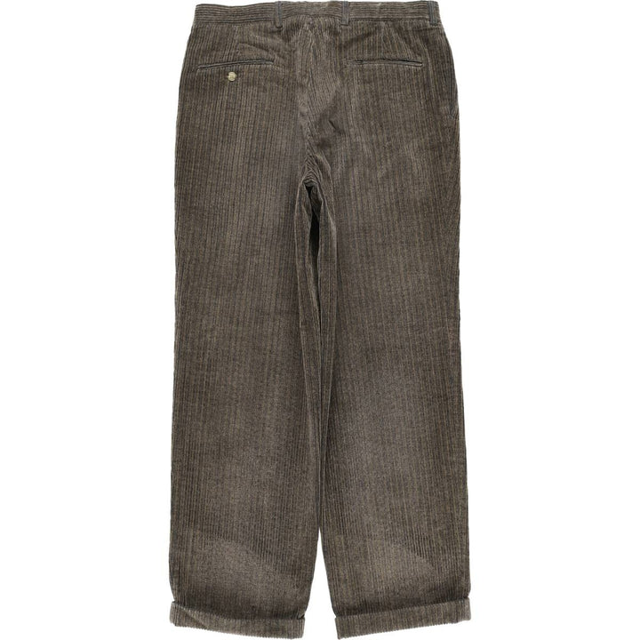 CORBIN Threads FRTripler Wide-Ribbed Two-Pleated Corduroy Pants, Made in the USA, Men's Size 34 unclear Charcoal Vintage Second Hand