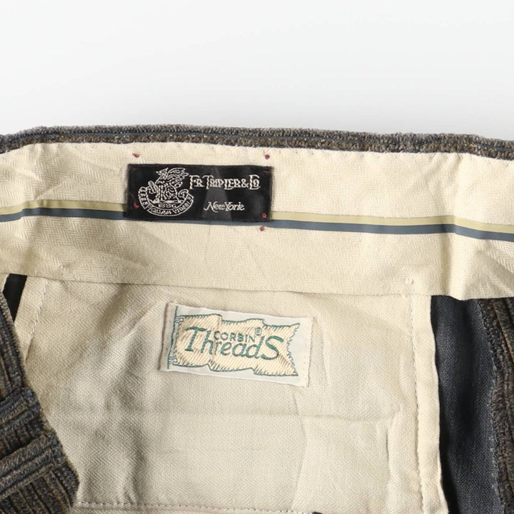 CORBIN Threads FRTripler Wide-Ribbed Two-Pleated Corduroy Pants, Made in the USA, Men's Size 34 unclear Charcoal Vintage Second Hand