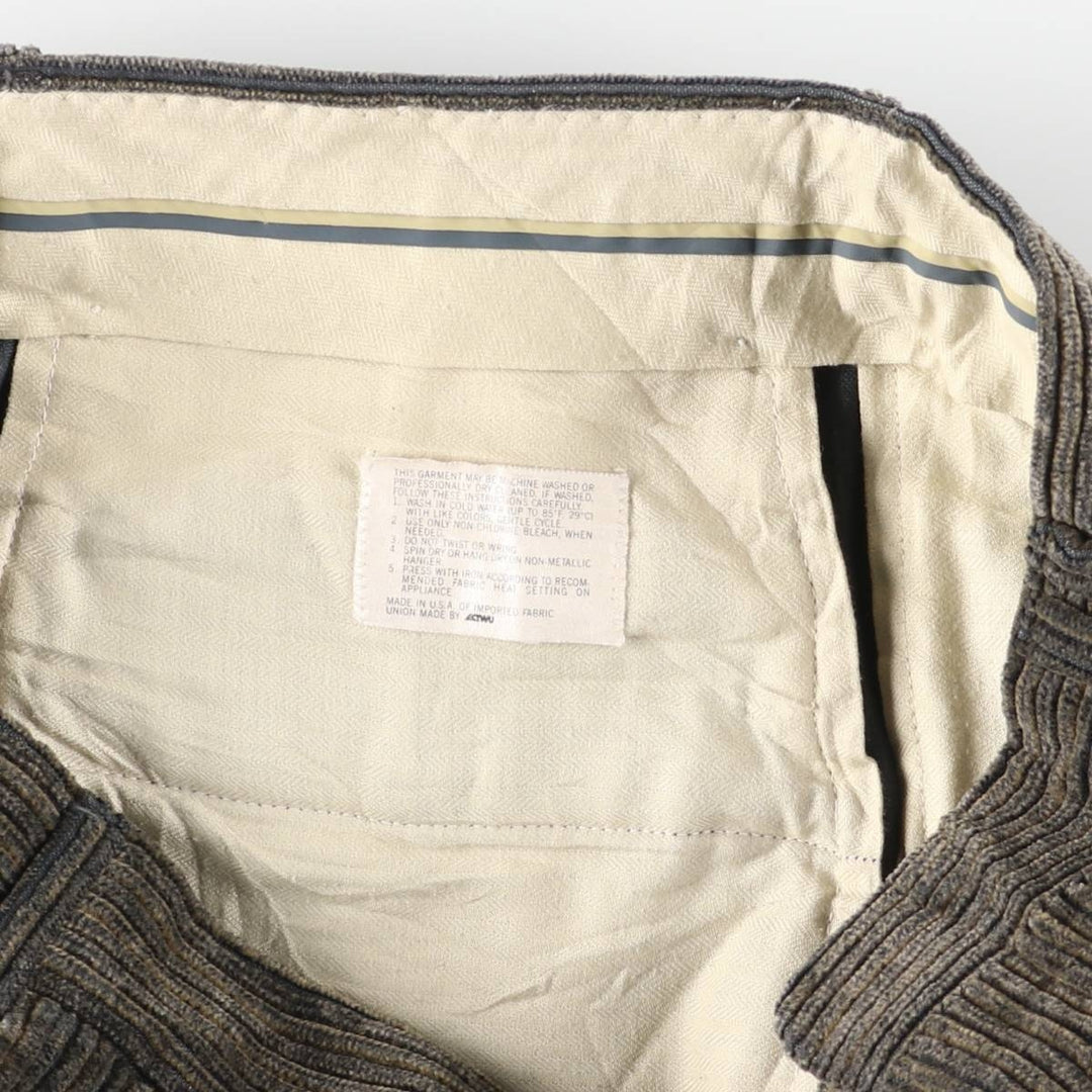CORBIN Threads FRTripler Wide-Ribbed Two-Pleated Corduroy Pants, Made in the USA, Men's Size 34 unclear Charcoal Vintage Second Hand