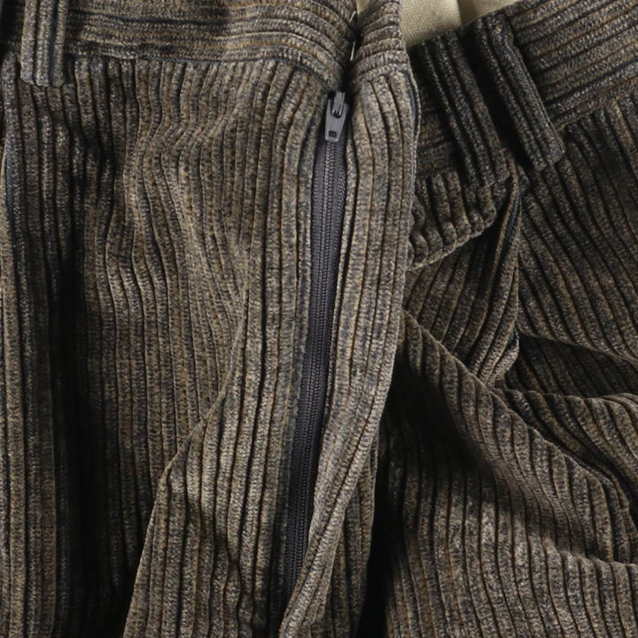 CORBIN Threads FRTripler Wide-Ribbed Two-Pleated Corduroy Pants, Made in the USA, Men's Size 34 unclear Charcoal Vintage Second Hand
