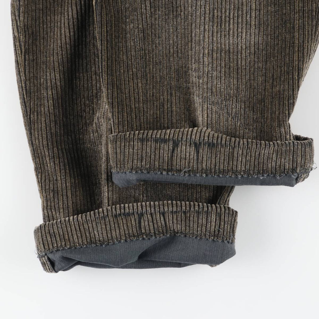 CORBIN Threads FRTripler Wide-Ribbed Two-Pleated Corduroy Pants, Made in the USA, Men's Size 34 unclear Charcoal Vintage Second Hand