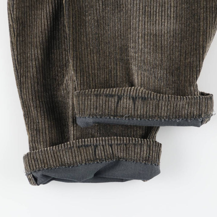 CORBIN Threads FRTripler Wide-Ribbed Two-Pleated Corduroy Pants, Made in the USA, Men's Size 34 unclear Charcoal Vintage Second Hand