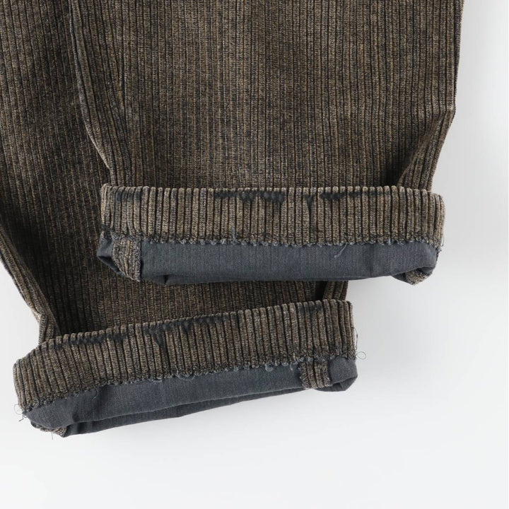 CORBIN Threads FRTripler Wide-Ribbed Two-Pleated Corduroy Pants, Made in the USA, Men's Size 34 unclear Charcoal Vintage Second Hand