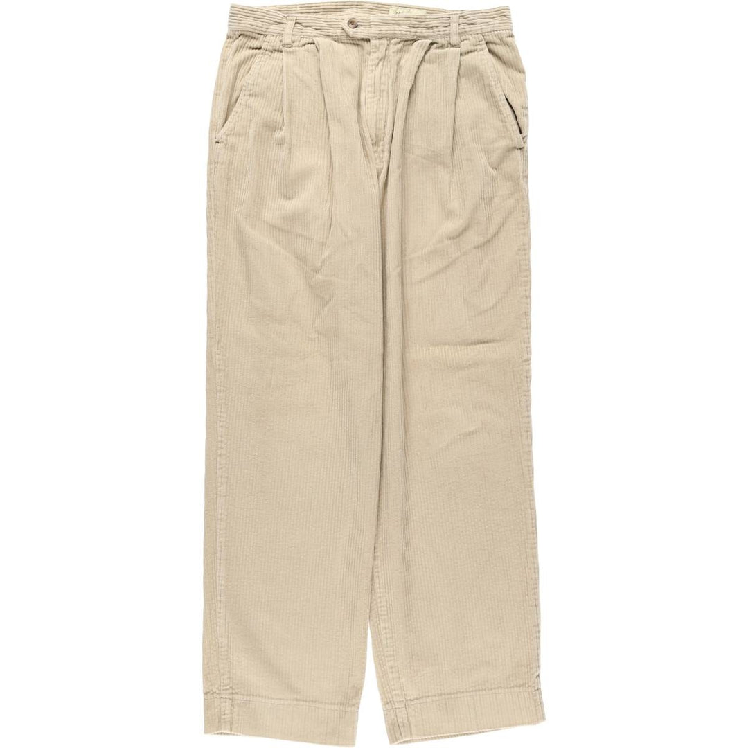 Eddie Bauer wide-ribbed two-pleat corduroy pants, men's size W34 cotton Beige type Vintage Second Hand