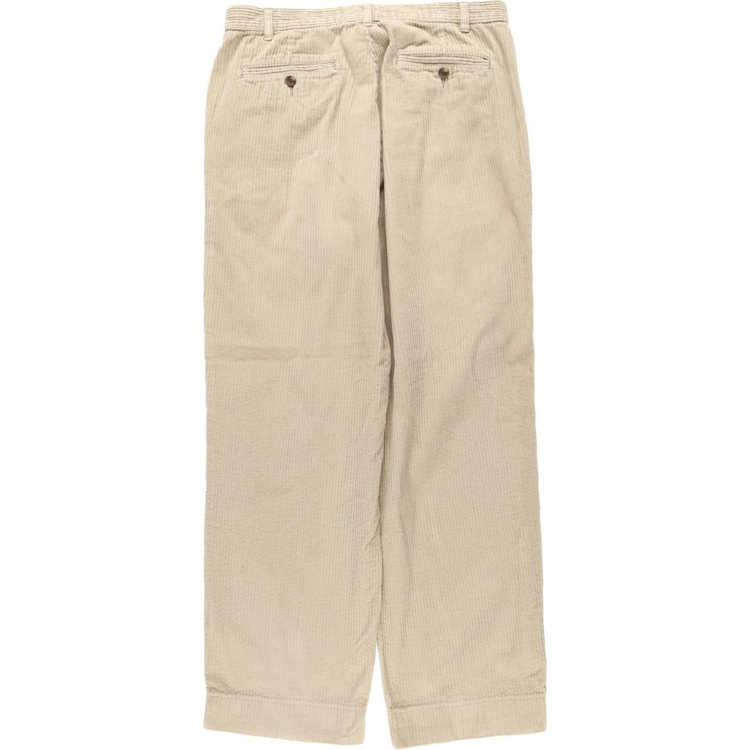 Eddie Bauer wide-ribbed two-pleat corduroy pants, men's size W34 cotton Beige type Vintage Second Hand