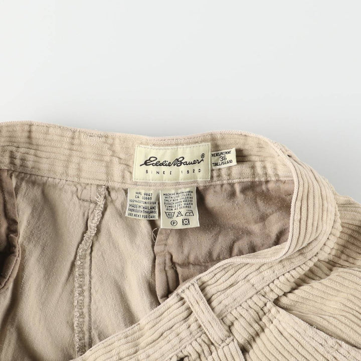 Eddie Bauer wide-ribbed two-pleat corduroy pants, men's size W34 cotton Beige type Vintage Second Hand