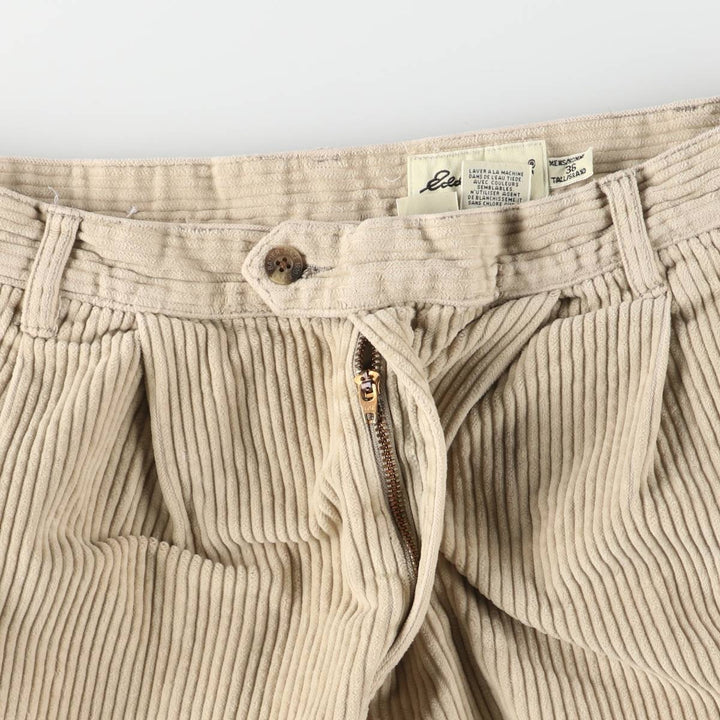 Eddie Bauer wide-ribbed two-pleat corduroy pants, men's size W34 cotton Beige type Vintage Second Hand