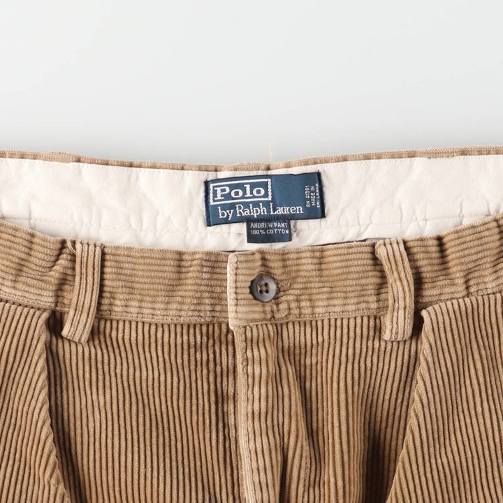 Ralph Lauren POLO by Ralph Lauren ANDREW PANT, two-pleat corduroy pants, men's size W32 cotton Beige type Vintage Second Hand